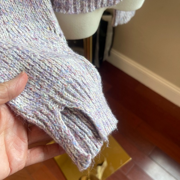 Line The Label Cotton Blend Uma Open Knit Marled Purple Pointelle Sweater Sz S - Picture 7 of 14